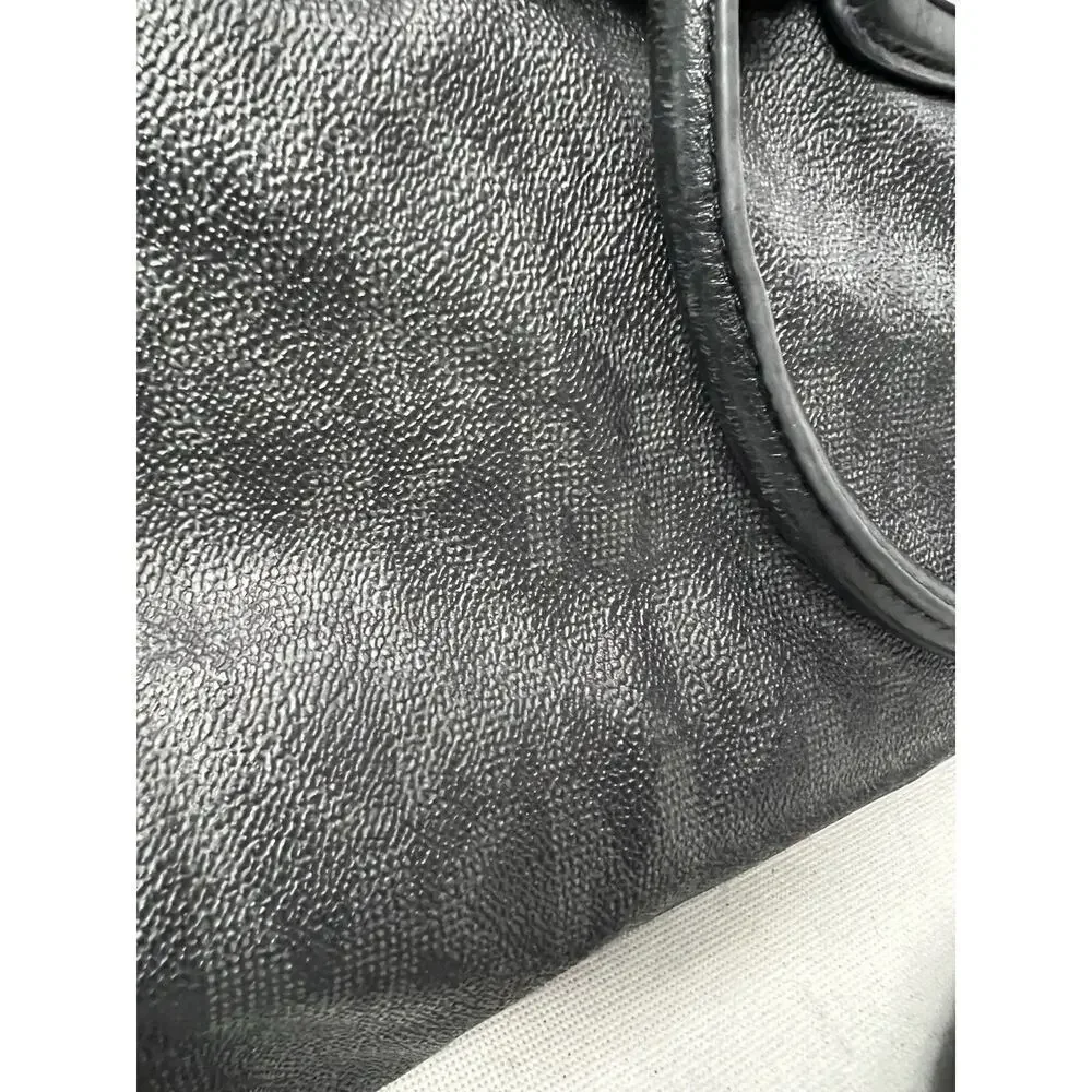 Michael Kors Black Hamilton Leather Silver Chain Satchel Bag Purse